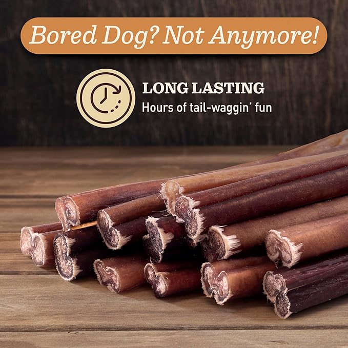 Pet Odor-Free Bully Sticks (12", 5 Pack) – 100% Grass-Fed Beef Pizzle Dog Chews, Fully Digestible & Long-Lasting Dental Treats