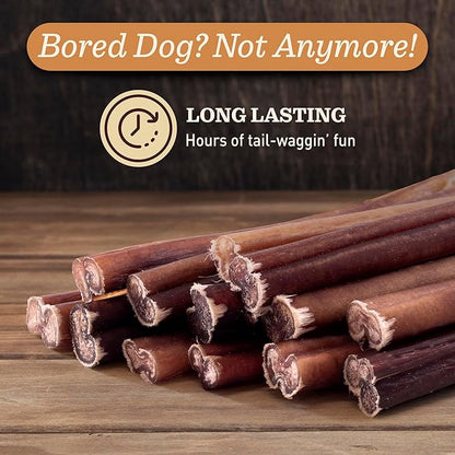 Pet Odor-Free Bully Sticks (12", 5 Pack) – 100% Grass-Fed Beef Pizzle Dog Chews, Fully Digestible & Long-Lasting Dental Treats