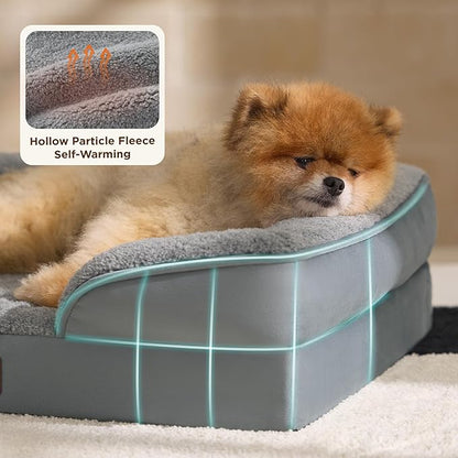 Bedsure Self Warming Orthopedic Dogs Bed for Small Dogs - Washable Small Dog Bed Waterproof, Comfort Pet Couch with Removable Cover, Pets Sofa with Nonskid Bottom, Grey, Non-Electric