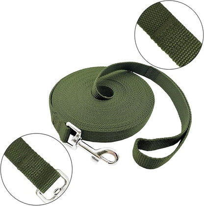 PETGOGO 15ft 20ft 30ft 40ft 50ft Long Dog/Puppy Lead Obedience Recall Training Dog Leashes for Small Medium Dogs Camping, Training, Play, or Backyard (Green, 1" x 40FT)