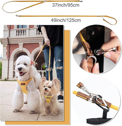 Puppytie No Pull xs Dog Harness with Multifunction Dog Leash,Soft Adjustable No Choke Escape Proof Pet Harness Vest,Yellow,XS