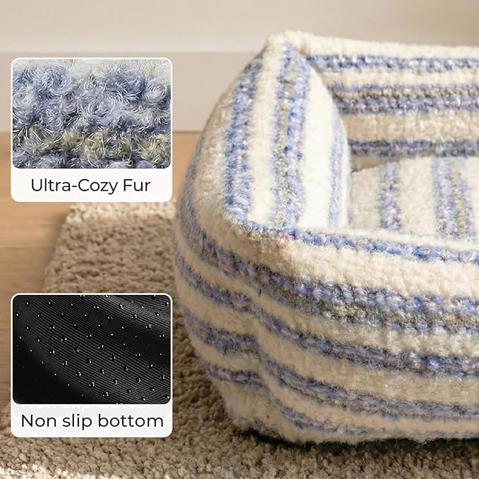 WESTERN HOME WH Dog Bed Medium Size Dogs - Washable Medium Dog Bed, High Back Support Pet Sofa with Sides, Soft Pet Beds with Anti Slip Bottom, 30inch, Blue