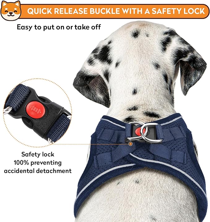 Dog Harness with Leash Set, No-Pull Step-in Reflective Pet Harness with 1 Leash Clips, Adjustable Soft Padded Easy Walk Dog Vest for Small Medium Large Dogs, Cats(Dark Blue, XXXSmall)