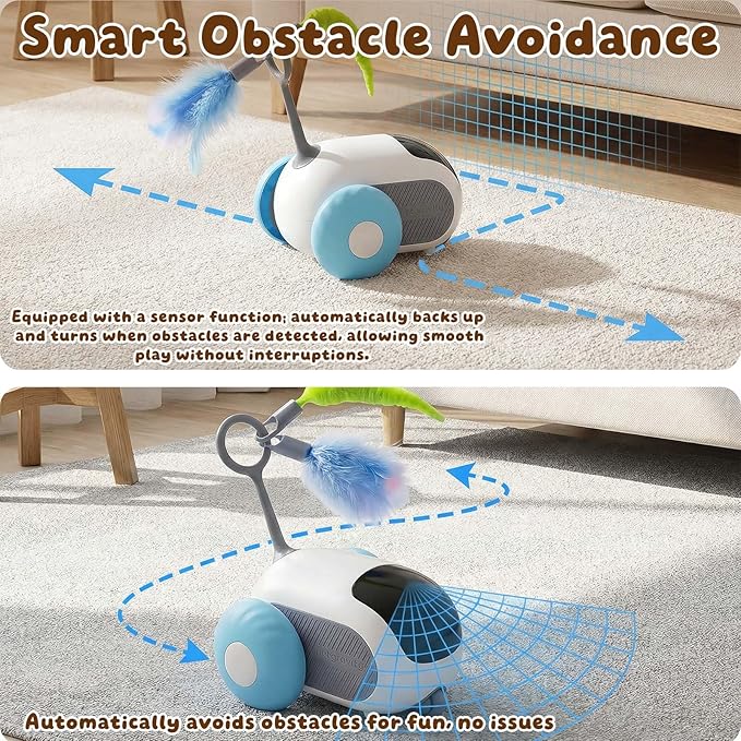 SDWUBQ Interactive cat Toy, Rechargeable, Automatic Moving Kitten Toy, New Type of cat Toy with Tail, Touch-Activated Kitten Toy for Play, Suitable for Indoor Boredom Relief for Adult Cats (Blue)