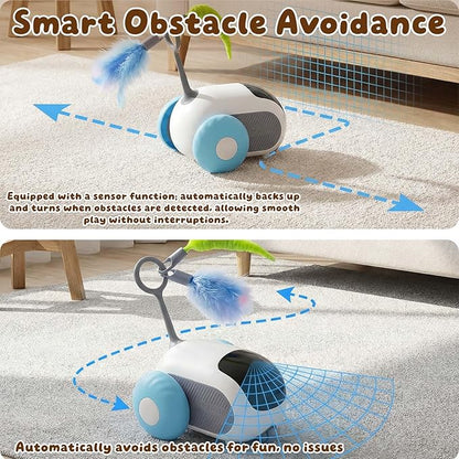 SDWUBQ Interactive cat Toy, Rechargeable, Automatic Moving Kitten Toy, New Type of cat Toy with Tail, Touch-Activated Kitten Toy for Play, Suitable for Indoor Boredom Relief for Adult Cats (Blue)