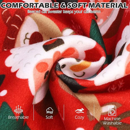 EXPAWLORER Cat Christmas Sweater - Sweaters for Cats Only Soft Warm Pet Clothes, Fall and Winter Xmas Coat Pullover Design, Fleece Sweatshirt Clothing Also for Puppy Small Dogs, Medium