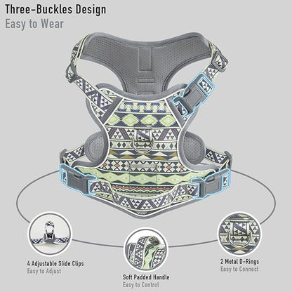Dog Harness for X-Small Dog Breed, Light Pet Vest Harness with 2 Leash Clips and 3 Buckles, Easy to Wear, Adjustable Reflective Soft Padded, Boston Terrier, Poodles, XS