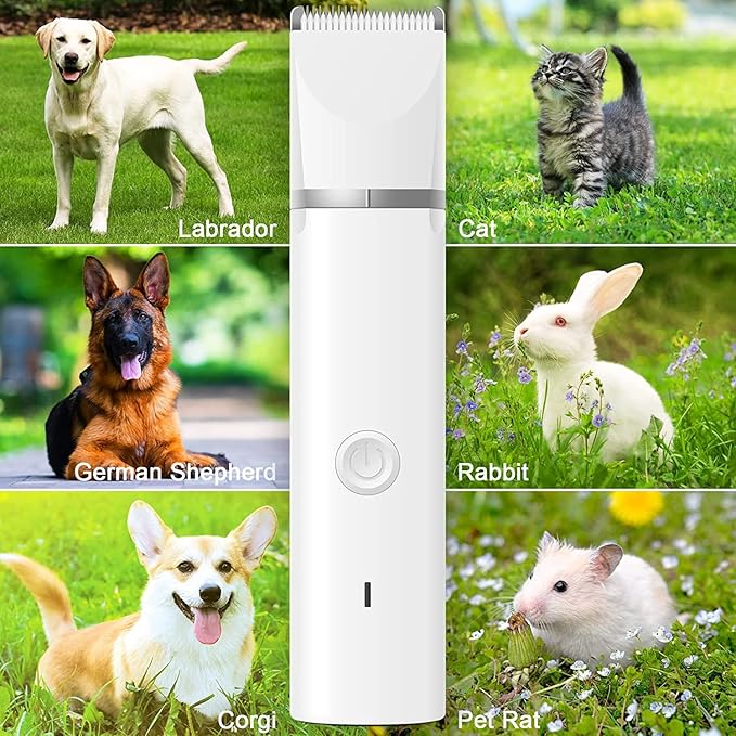 Veeconn Dog Clippers Grooming Kit Hair Clipper-Low Noise Paw Trimmer- Rechargeable - Cordless Quiet Nail Grinder Shaver for Cats and Other Pets