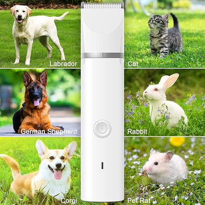 Veeconn Dog Clippers Grooming Kit Hair Clipper-Low Noise Paw Trimmer- Rechargeable - Cordless Quiet Nail Grinder Shaver for Cats and Other Pets