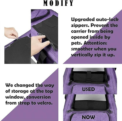 GAPZER Carrying Bag for Yorkie Dog Travel Kennel Ventilated Softside Pet Carrier Tiny Dog Crate for Teacup Poodle 12lb Large Kitty Transport Cage with Cover Chihuahua Supply Purple