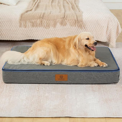 LIORCE Orthopedic Memory Foam XXL Dog Bed - 6" Thick Beds for Extra Large Sized Dog - Waterproof Removable Washable Cover & Wrap-Around Zipper - Ultimate Comfort & Easy Maintenance, Dary Grey