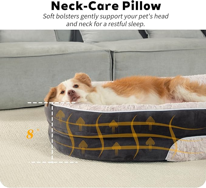 PetFun Orthopedic Dog Bed Couch for Large Sized Pets with Egg Foam Support, Four-Sided Bolster Cushions, Soft Tear-Resistant Fabric, and Removable Machine Washable Plush Cover