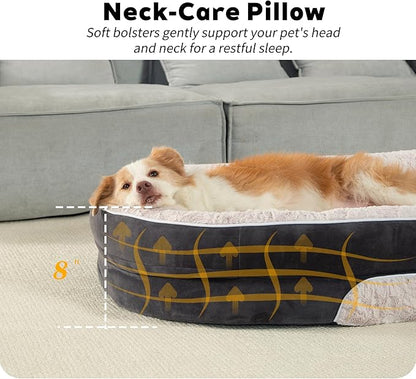 PetFun Orthopedic Dog Bed Couch for Large Sized Pets with Egg Foam Support, Four-Sided Bolster Cushions, Soft Tear-Resistant Fabric, and Removable Machine Washable Plush Cover