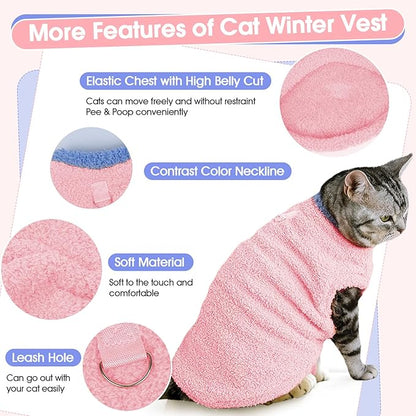 ADNIKIA Cat Sweater, Warm Kitten Coat Fleece Vest, Sphynx Hairless Cat Shirts, Soft Pajamas for Cats Only