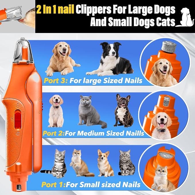 CATPICK 2-in-1 Cat Nail Clippers & Dog Nail Clippers Trimmers for Large Medium Small Dogs Cats Claw Trimmer Quick Sensor and Safety Guard USB Rechargeable with 2 LED Lights Dogs Nail Trimmer