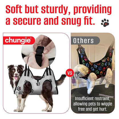 Dog Grooming Hammock for Dogs – Dog Restraint for Nail Trimming with Pet Nail Clipper – Dog Sling for Grooming, Dog Hammock for Nail Cutting & Grooming Harness (Legs Spacing:13-16”)/Max W:60lb)