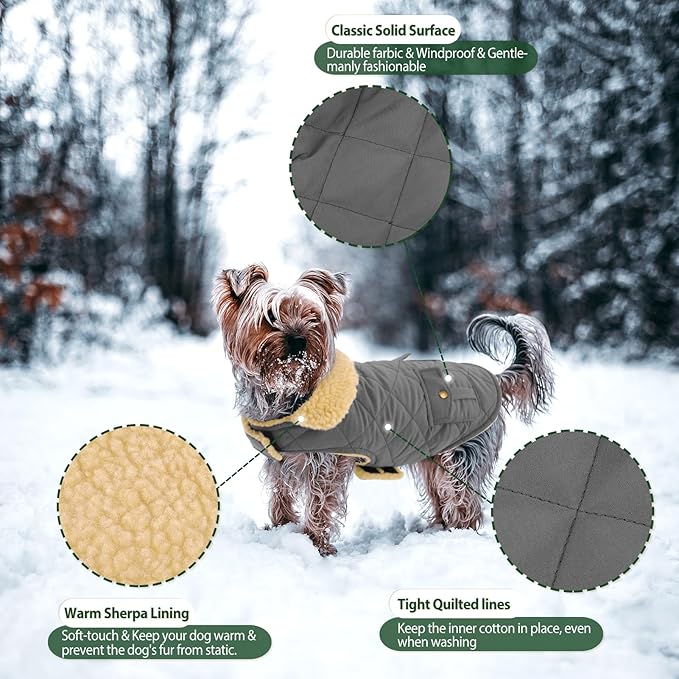 Large Dog Coat, Warm Jacket for Extra-Large Dogs, Dog Winter Coat, Pet Windproof Cold Weather Coats Snow Jacket Pet Clothes, Golden Retriever, Labrador Retriever, Husky, Grey XL