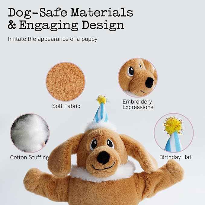 Fuzzwoof Birthday Cake Dog Toy, Singing and Dancing Birthday Songs, Interactive Dog Toys, Plush Stuffed Puppy Toys with Echo Function Feature, Happy Birthday Gift for Dogs