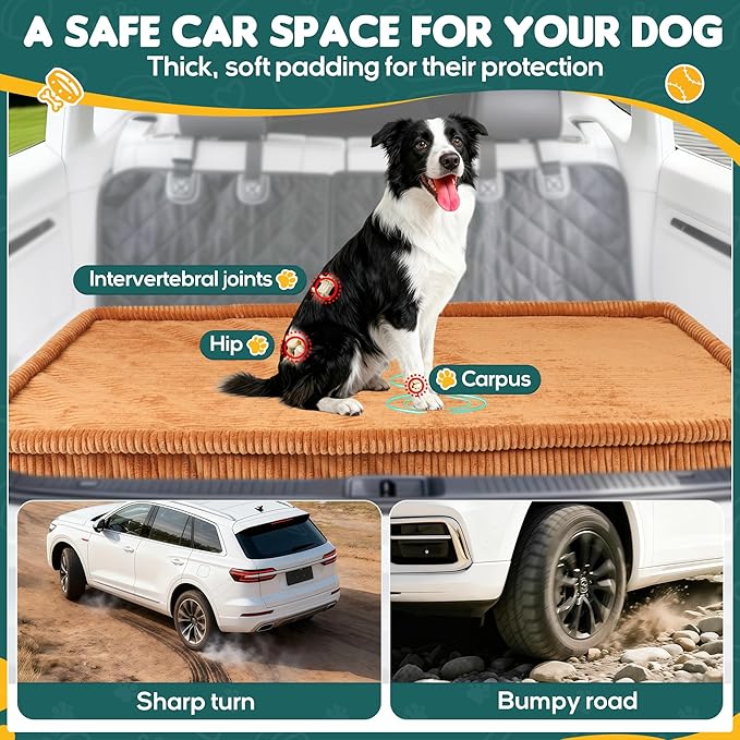 Dog Car Bed, Non-Slip Backseat Extender Pet Mat, Removable Washable Dog Bed for SUVs, Sedans & Trucks, Anti-Slip Travel Bed for Dogs, Easy Clean & Scratch-Proof & Comfort XL (56" Lx28.7 M×2" H)