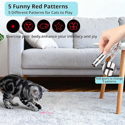 Cat Toy Pointer for Indoor Cats, 2 Pieces, USB Rechargeable Kitten Toys with 7 Adjustable Patterns, Interactive Chase Toys for Indoor Cats & Dogs, Training & Exercise Fun
