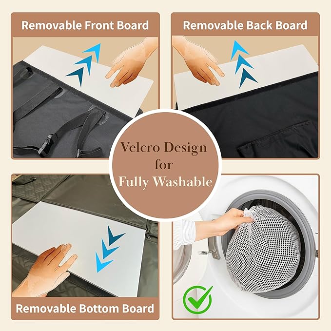 Large Dog Car Seat with Adjustable Seatbelt Leash, PU Leather Back Seat Extender for Dogs with Hard Bottom Pet Seat Cover, Waterproof Foldable Car Hammock for Medium Large Dogs for SUVs, Trucks & Cars