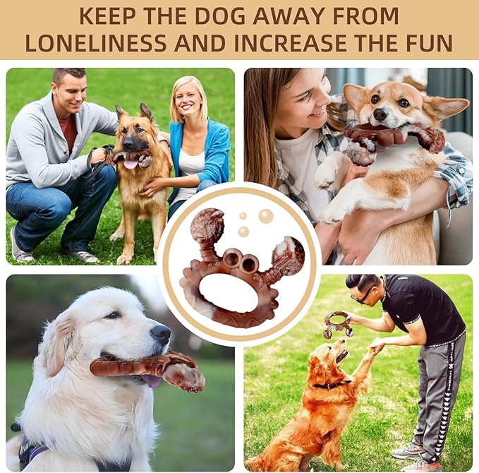 Indestructible Dog Toys for Aggressive Chewers, Tough and Durable Chew Toys for Large Medium Dogs, Interactive Dog Chew Toys to Keep Them Busy (D Crab)