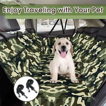 NECKORY Waterproof Dog Car Seat Cover for Back Seat - Durable, Scratch Proof Pet Hammock with Nonslip Design & Storage Pockets, Fits Cars, SUVs, Trucks- S, Camouflage