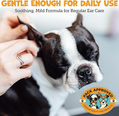 Pack Approved Ear Wipes for Dogs with Aloe Vera & Eucalyptus - Gentle Ear Cleaner for Dogs to Help Remove Wax and Odor - Convenient and Mess-Free Cleaning Pads for Dirty, Itchy Ears - 100 Wipes