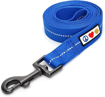 Pawtitas Blue Dog Leash 6 ft M/L Reflective Durable Lightweight Recycled Lead for Medium or Large Dogs and Puppies