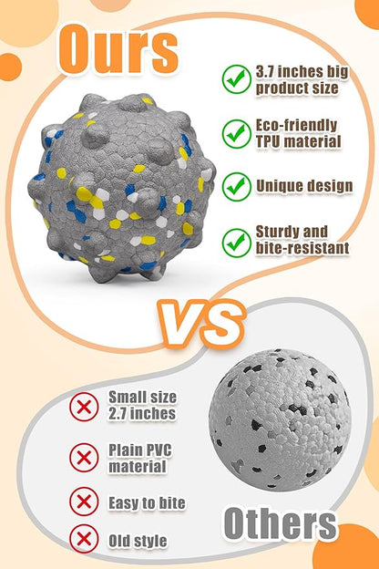 Moonorange 2.36'' Dog Balls for Dogs Aggressive Chewers Indestructible Tennis Durable Bouncy Interactive Dog Toy Balls for Fetch Game Floating Training(Grey Medium)