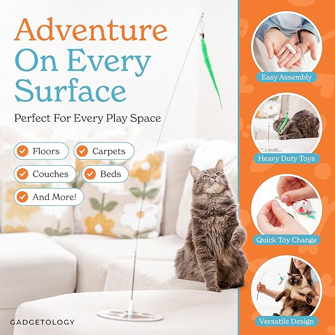 GADGETSOLOGY 18pcs Interactive Cat Toys for Indoor Cats Suction Cup Cat Toys for Indoor Cats Bird Hunting Slefplay Simulation for Kitten Flying Bird Toy Feather Wand Attachments