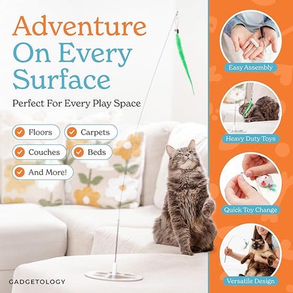 GADGETSOLOGY 18pcs Interactive Cat Toys for Indoor Cats Suction Cup Cat Toys for Indoor Cats Bird Hunting Slefplay Simulation for Kitten Flying Bird Toy Feather Wand Attachments