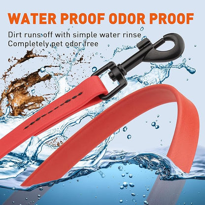 Dogline Biothane Waterproof Dog Leash 2/4/6 Ft Strong Coated Nylon Webbing with Black Hardware Odor-Proof Easy to Clean High Performance for Small or Large Dogs Made in USA, Cherry Red