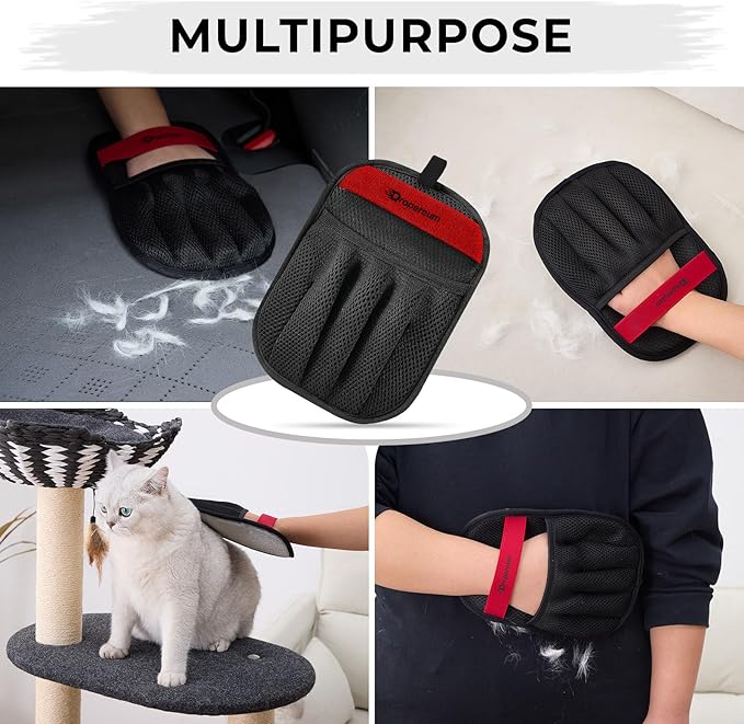 Pet Hair Removal Gloves - Pet Hair Remover Gloves, Upgraded Pet Hair Removal Gloves for Cats & Dogs, Five Finger Electrostatic Reusable Magic Brush for Carpet Clothing Laundry Couch & Car Seat