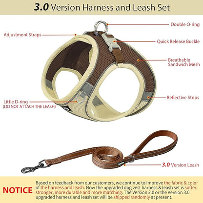 AIITLE Escape Proof Dog Harness - Step in Adjustable Dog Harness No Choke Over with Breathable Mesh and Quick-Release Buckle for All Weather- Outdoor Walking, Training for Medium Dogs Beige XL