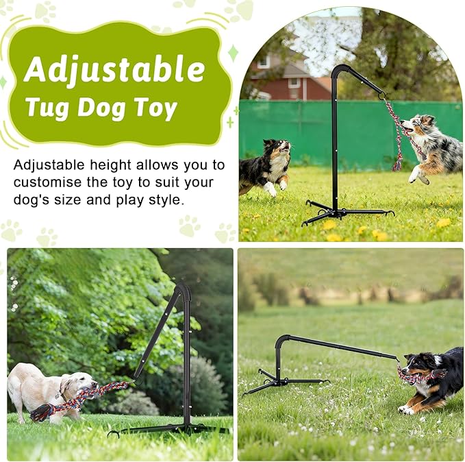 Olpchee Outdoor Tug of War Dog Toy, Tether Interactive Dog Tug Toy Backyard Heavy-Duty Dog Solo Play Exercise Toy for Large Medium Dogs