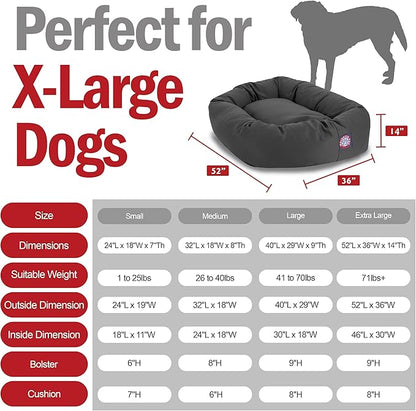 Majestic Pet 52 Inch Bagel Calming Dog Bed Washable – Cozy Soft Round Dog Bed with Spine Support for Dogs to Rest Their Head - Fluffy Donut Puppy Mat 52x35x11 (Inch) X-Large – Gray
