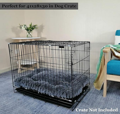 Coohom Deluxe Plush Dog Bed Pet Cushion Crate Mat,Fulffy Comfy Kennel Anti-Slip Washable Pad for Medium Large X-Large Dogs(X-Large, Grey)