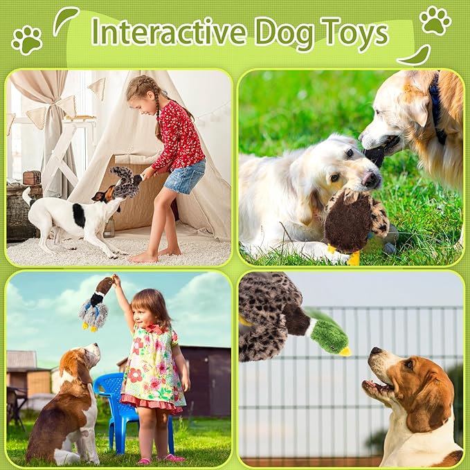 Calibonbon 2-Pack Stuffing-Free Squeaky Dog Toys for Small & Medium Dogs – Hollow Body Plush Ducks with 6 Total Squeakers | Durable Pet Toys for Dogs | No Stuffing, for Pet Use Only