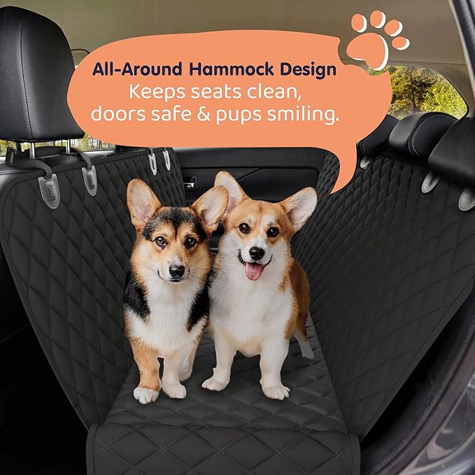 Petloox XL Dog Car Seat Cover for Back Seat, Waterproof Hammock for Car, SUV & Truck, Non-Slip Backseat Cover for Dogs, Heavy-Duty Dog Hammock Style Seat Protector Pets, Easy to Install & Clean