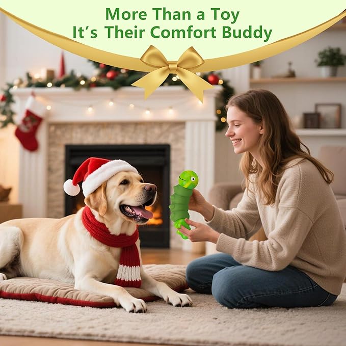 Indestructible Dog Toys for Aggressive Chewers, Tough Chew Proof Toy for Large Dogs, Squeaky Rubber Chew Toy with Beef Flavor for Boredom & Anxiety Relief (Green)