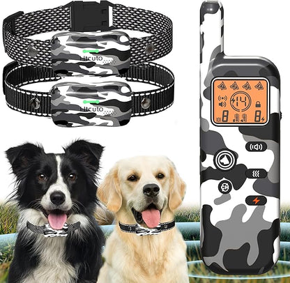 Htcuto GT1 Wireless Dog Fence & Ultrasonic Training Collar -1160-Yard Adjustable Boundary for Outdoor, 6100FT Remote, 4 Modes (Beep/Vibration/Static/Ultrasonic), Waterproof, 185-Day Standby, 2 Dogs