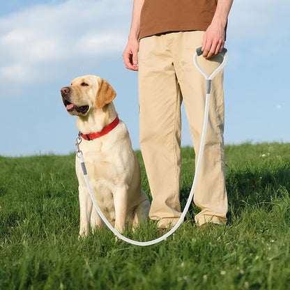 Mile High Life Dog Leash, with Comfortable Padded Handle, White Nylon Rope Leash with Steel Tips, Heavy Duty 5 Feet Pet Leashes (White,60 Inches)
