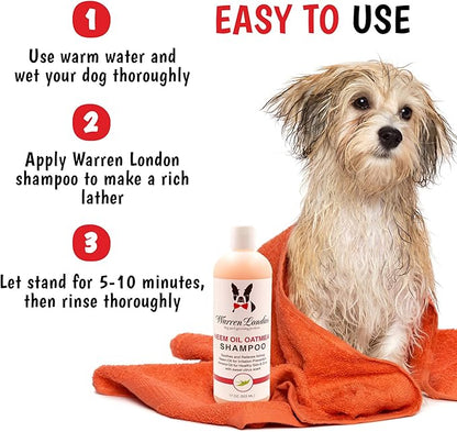 Warren London Neem Oil with Oatmeal Dog Shampoo - Hypoallergenic, Moisturizing & Itch Relief Formula - Gentle on Skin & Coat - Made in USA - 1 Gallon