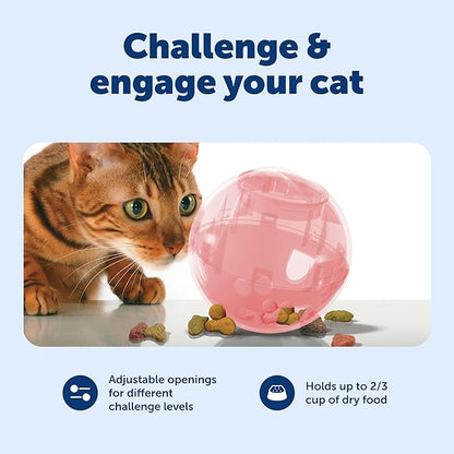 PetSafe SlimCat Interactive Feeder - Combines Play with Mealtime - Adjustable Portions - BPA-Free Plastic - Slow Feeder for Digestion - Lightweight, Dishwasher-Safe Toy - Pink