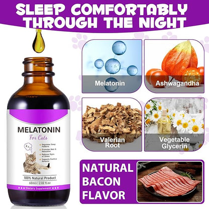 asusxcli Melatonin for Cats - Cat Calming Treats- Cat Sedative for Grooming - Helps to Support Restful Sleep for Your Cat - Cat Sleep Aid - Anxiety Relief for Cats