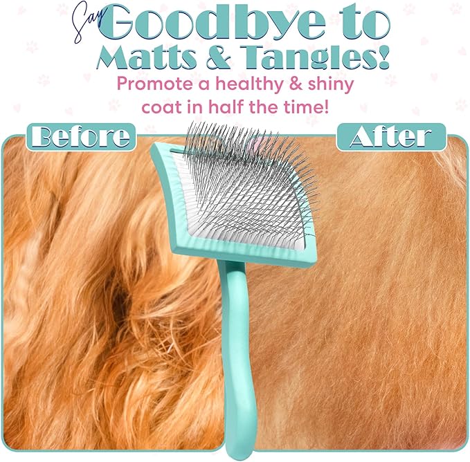 Floof Style Duo - Floof Juice and Brodie Brush - Dog Slicker Grooming Wire Brush and Conditioner and Detangler Kit Gift Set for All Coat Types; Ideal for Long Haired Dogs