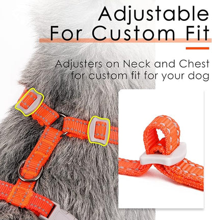 ThinkPet Reflective Breathable Soft Air Mesh No Pull Puppy Choke Free Over Head Vest Harness for Puppy Small Medium Dogs and Cats Orange Large