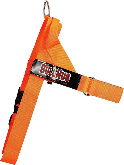 BULLHUG Adjustable Dog Harness– No Pull, No Choke – for English Bulldogs, French Bulldogs, Pugs & Broad-Chested Breeds – Easy, Safe Walks (NEON Orange, Large)