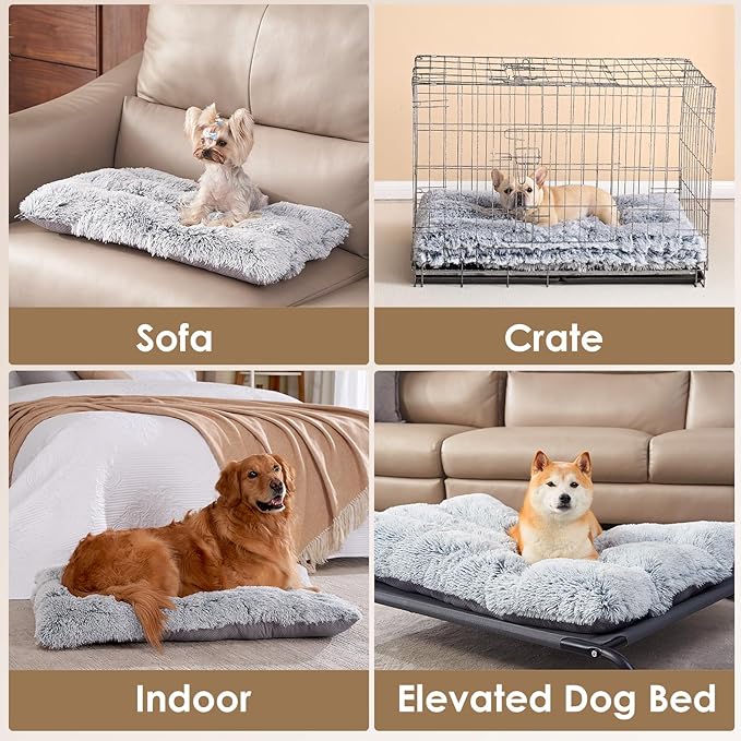 EHEYCIGA Fluffy Dog Crate Bed for Small Dogs, Plush Faux Fur Crate Pad, Calming Anti Anxiety Small Dog Bed